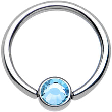 Load image into Gallery viewer, 16G 3/8 Aqua Gem Titanium BCR Captive Ring 4mm Flat Disc