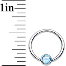 Load image into Gallery viewer, 16G 3/8 Aqua Gem Titanium BCR Captive Ring 4mm Flat Disc