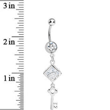 Load image into Gallery viewer, Clear Gem Key to My Diary Dangle Belly Ring