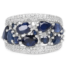 Load image into Gallery viewer, 3.61 Carat Genuine Blue Sapphire and White Zircon .925 Sterling Silver Ring