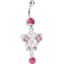 Load image into Gallery viewer, Pink Gem Elegant Symmetry Butterfly Dangle Belly Ring