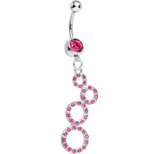 Load image into Gallery viewer, Pink Gem Paved Double Eight Dangle Belly Ring