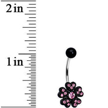 Load image into Gallery viewer, Pink Gem Midnight Black Five Petal Flower Belly Ring