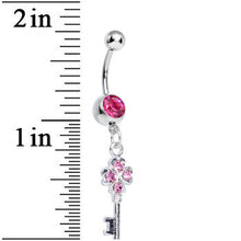 Load image into Gallery viewer, Pink Gem Antique Magic Heart Key Dangle Belly Ring