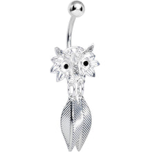 Load image into Gallery viewer, Crystalline Gem Gleaming Feathers Surprised Owl Dangle Belly Ring