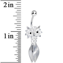 Load image into Gallery viewer, Crystalline Gem Gleaming Feathers Surprised Owl Dangle Belly Ring