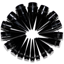 Load image into Gallery viewer, 00G to 1 inch 18 Piece Black Acrylic Ear Stretching Taper Kit