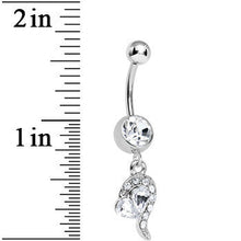Load image into Gallery viewer, Clear Gem Half Heart Dangle Belly Ring