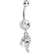 Load image into Gallery viewer, Clear Gem Half Heart Dangle Belly Ring