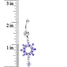 Load image into Gallery viewer, Clear CZ Purple Crystal Burst Dangle Belly Ring