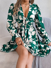 Load image into Gallery viewer, Feminine Lilac Ruffled Printed Long Sleeve Dress Summer Cute Midi Dress