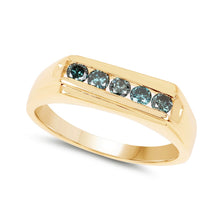 Load image into Gallery viewer, 14K Yellow Gold Plated 0.35 Carat Genuine Blue Diamond .925 Sterling Silver Ring