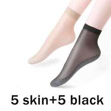 Load image into Gallery viewer, 5/10 Pairs New Summer Velvet Silk Women Socks Pack Cotton Bottom Soft Fashion Ultrathin Breathable Transparent Socks Set