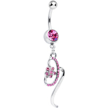 Load image into Gallery viewer, Pink Gem Twisting Flower Ribbon Dangle Belly Ring