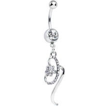Load image into Gallery viewer, Clear Gem Twisting Flower Ribbon Dangle Belly Ring