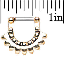 Load image into Gallery viewer, 14G 5/16 Gold Tone Aztec Moon Septum Clicker