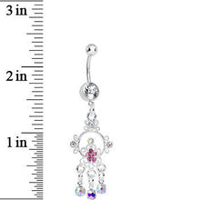 Load image into Gallery viewer, Crystalline Pink Aurora Gem Glimmering Beauty Flower Dangle Belly Ring