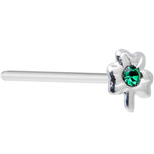 Load image into Gallery viewer, 925 Sterling Silver 22G Green CZ Shamrock Bendable Nose Bone
