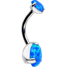 Load image into Gallery viewer, Double Blue Synthetic Opal Internally Threaded Belly Ring 3/8