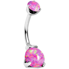 Load image into Gallery viewer, Double Pink Synthetic Opal Internally Threaded Belly Ring 3/8