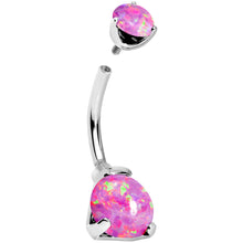 Load image into Gallery viewer, Double Pink Synthetic Opal Internally Threaded Belly Ring 3/8