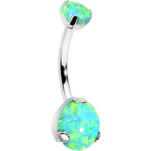 Load image into Gallery viewer, Double Green Synthetic Opal Internally Threaded Belly Ring 7/16