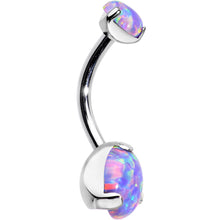 Load image into Gallery viewer, Double Light Purple Synthetic Opal Internally Threaded Belly Ring 7/16