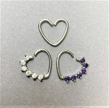 Load image into Gallery viewer, 16G Purple CZ Heart Left Closure Daith Cartilage Tragus Earring