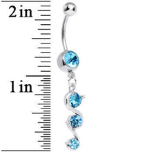 Load image into Gallery viewer, Aqua Gem Gently Curled Dangle Belly Ring
