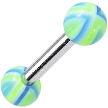 Load image into Gallery viewer, 16G Green Aqua Acrylic Ocean Waves Barbell Eyebrow Ring 5/16
