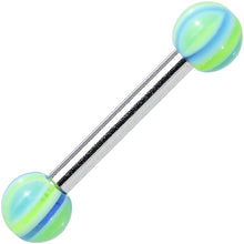 Load image into Gallery viewer, 16G Green Aqua Acrylic Ocean Waves Barbell Eyebrow Ring 5/16