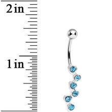Load image into Gallery viewer, Aqua Gem Shower of Hearts Belly Ring