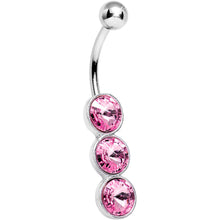 Load image into Gallery viewer, Pink Gem Triple Twinkling Drops Belly Ring