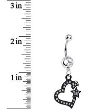 Load image into Gallery viewer, Clear Gem Celestial Bodies Dark Heart Dangle Belly Ring