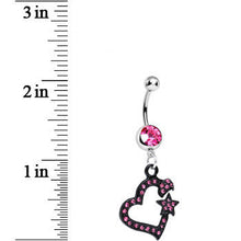 Load image into Gallery viewer, Pink Gem Celestial Bodies Dark Heart Dangle Belly Ring