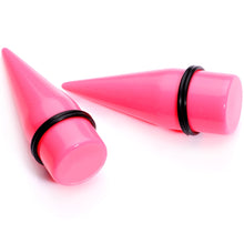 Load image into Gallery viewer, 00G to 1 inch 18 Piece Bright Pink Acrylic Ear Stretching Taper Kit Set