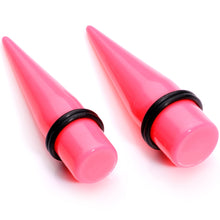 Load image into Gallery viewer, 00G to 1 inch 18 Piece Bright Pink Acrylic Ear Stretching Taper Kit Set
