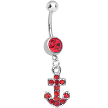 Load image into Gallery viewer, Red Gem Sparkle Anchor Dangle Belly Ring