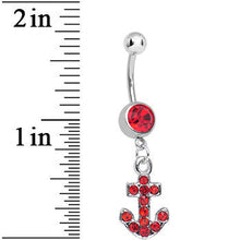 Load image into Gallery viewer, Red Gem Sparkle Anchor Dangle Belly Ring