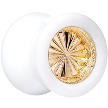 Load image into Gallery viewer, White Acrylic Gold Flashy Tire Rim Saddle Plug 2G to 20mm