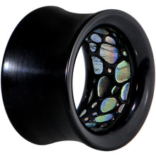 Load image into Gallery viewer, 5/8 Black Acrylic Almost Abalone Double Flare Tunnel Plug