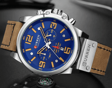 Load image into Gallery viewer, Retro Waterproof Watch With Chronometers Steel Case And Leather Belts Unique Design Excellent Look Perfect Gift For Your Man