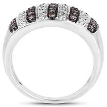 Load image into Gallery viewer, 0.83 Carat Genuine Champagne Diamond and White Diamond .925 Sterling Silver Ring
