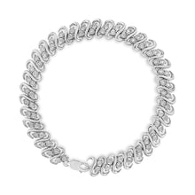 Load image into Gallery viewer, .925 Sterling Silver 1/2 Cttw Diamond Double Row S-Link Bracelet (I-J Color, I2-I3 Clarity) - 7.5" Inches