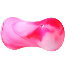 Load image into Gallery viewer, Acrylic Pink and White Marbled Saddle Plug 6G to 1 Inch