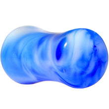 Load image into Gallery viewer, Acrylic Blue and White Marbled Saddle Plug 6G to 1 Inch