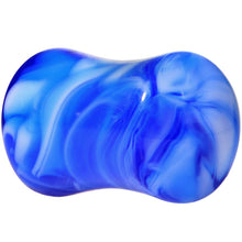 Load image into Gallery viewer, Acrylic Blue and White Marbled Saddle Plug 6G to 1 Inch