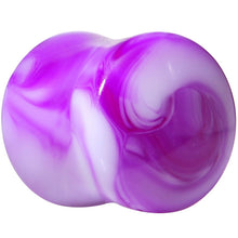 Load image into Gallery viewer, Acrylic Purple and White Marbled Saddle Plug 6G to 1 Inch