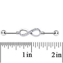 Load image into Gallery viewer, Clear Gem Endless Elegance Infinity Symbol Industrial Barbell 38mm