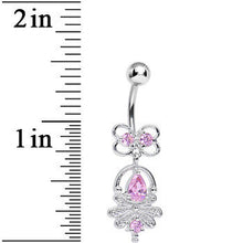 Load image into Gallery viewer, Pink Cubic Zirconia Royal Aura Dangle Belly Ring
